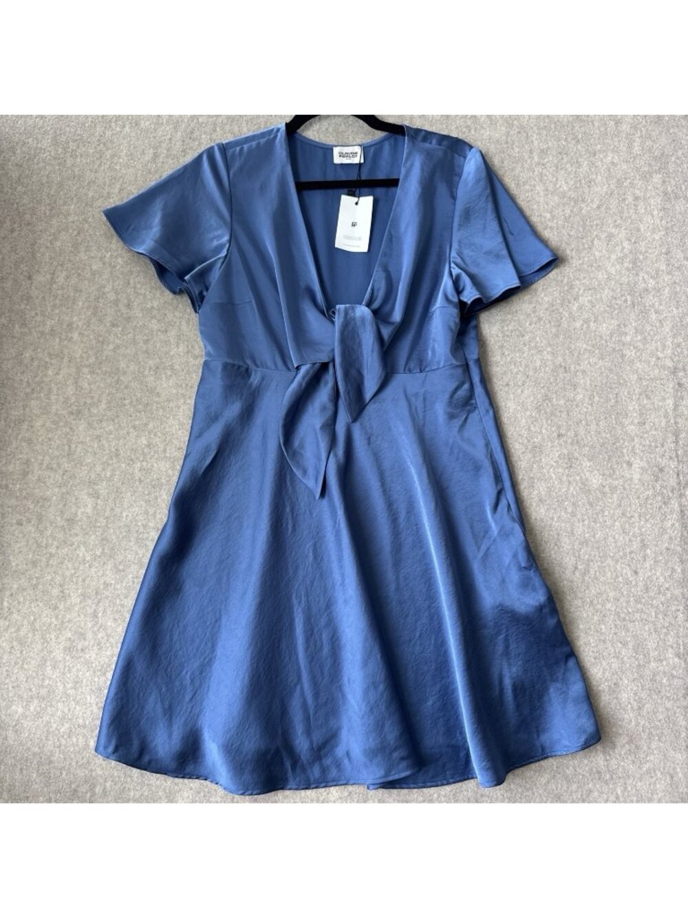 Claudie Pierlot Raffia V-Neck Mini Dress Womens 4 Blue‎ Orage NWT